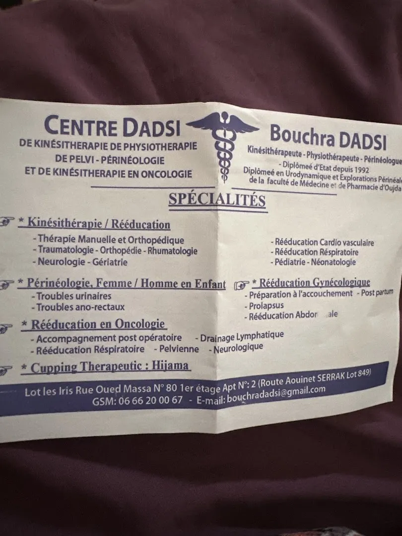 Centre Dadsi de Kinésithérapie, Physiothérapie, Périnéologie, Oncologie et Hijama