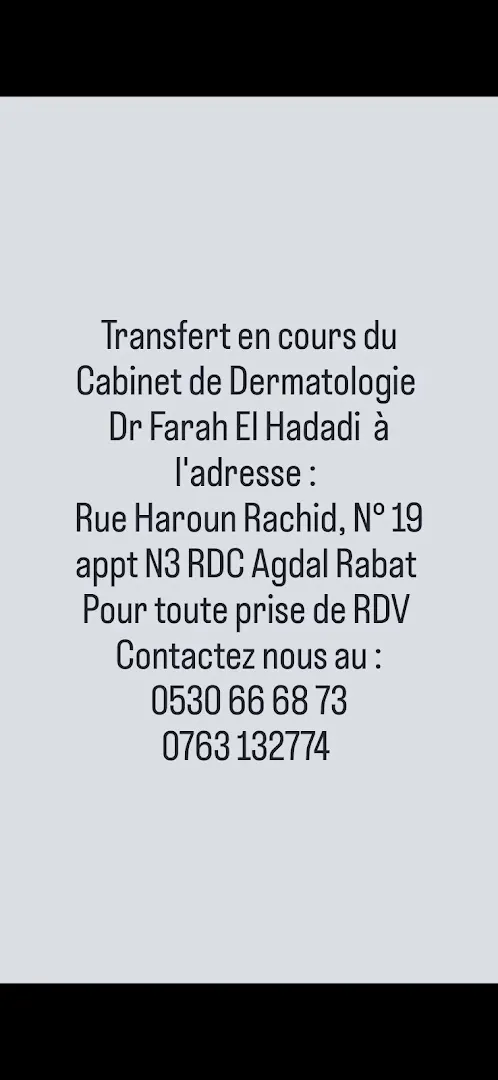 Dr Farah El Hadadi - Dermatologue