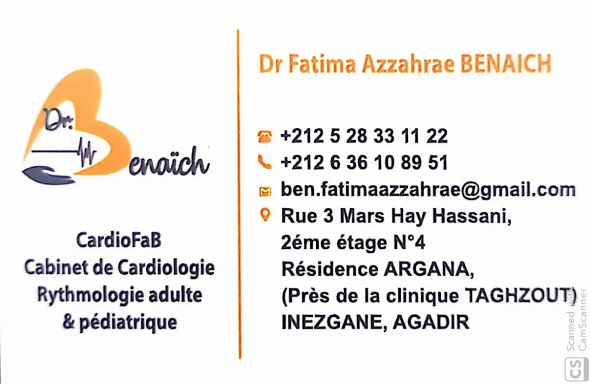 Dr Fatima Azzahrae Benaich - Cardiologue