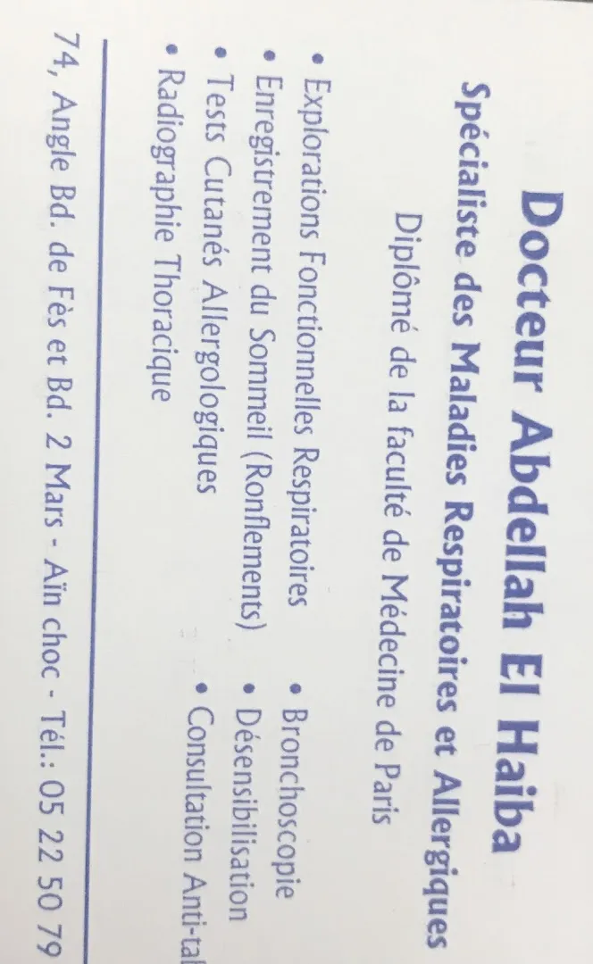 Dr El Haiba Abdellah - Pneumologue