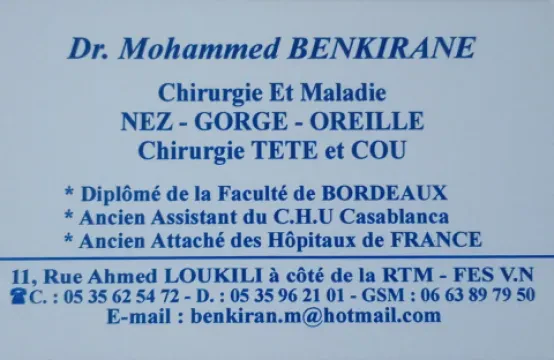 Dr Mohammed Benkirane - Chirurgien ORL