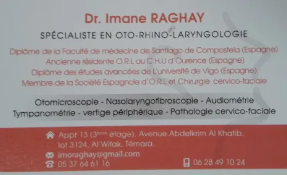 Dr Imane Raghay - Oto-rhino-laryngologiste