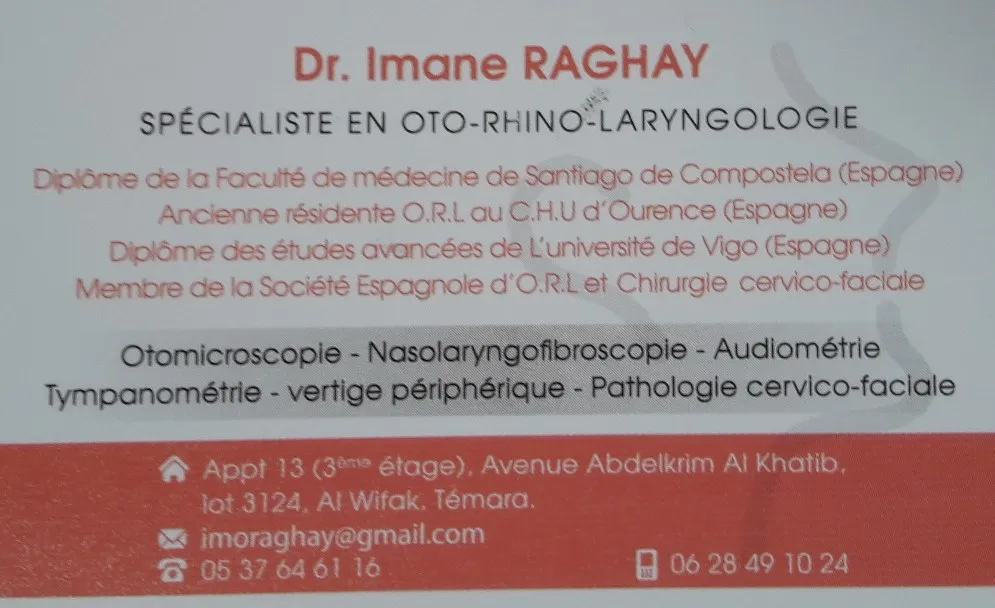 Dr Imane Raghay - Oto-rhino-laryngologiste