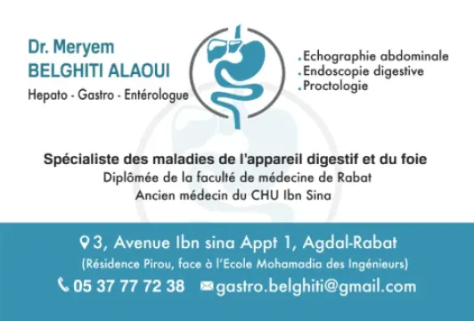 Dr BELGHITI ALAOUI Meryem - Gastro-entérologue