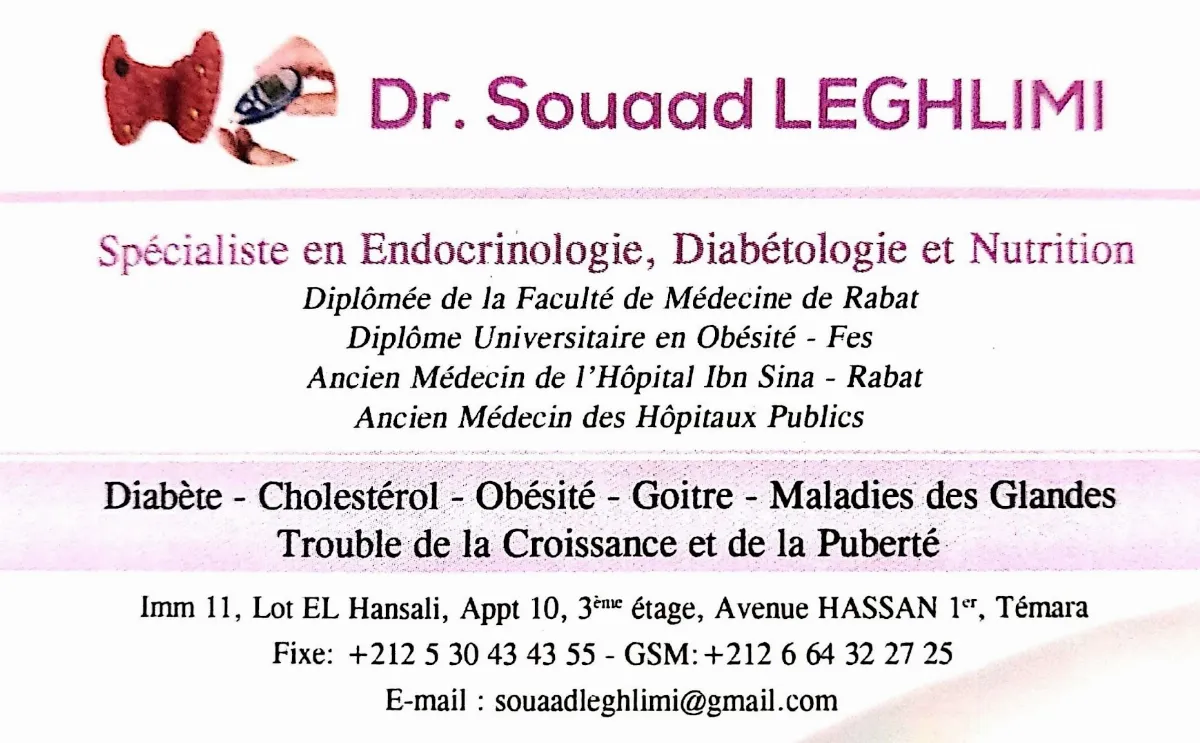 Cabinet d'Endocrinologie et Diabétologie - Dr Souaad Leghlimi